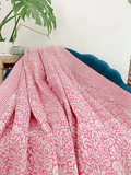 High Quality Hand dyed Shibori Kantha Throws in 100% Cotton-White Pink Jaipur Floral Persian Pottery Motifs