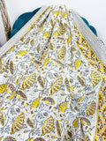 High Quality Hand dyed Shibori Kantha Throws in 100% Cotton-White Yellow Grey Waterlily Garden Stripe