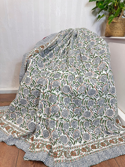 High Quality Hand dyed Shibori Kantha Throws in 100% Cotton-Full pomegrante