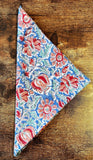 Everyday Charm: Cotton Napkins Blue red gardenia