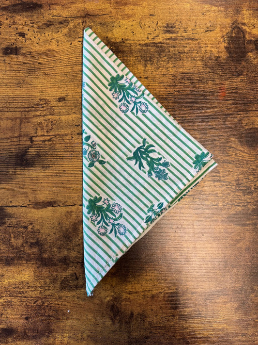 Everyday Charm: Cotton Napkins Green stripe