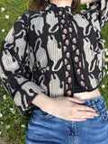 Cotton quilted open jacket  Black cheetah