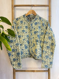 Cotton quilted open jacket Mint Blue marigold