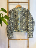 Cotton quilted open jacket Mint Blue marigold