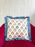 Quilted Cushion Cover White with flower motif