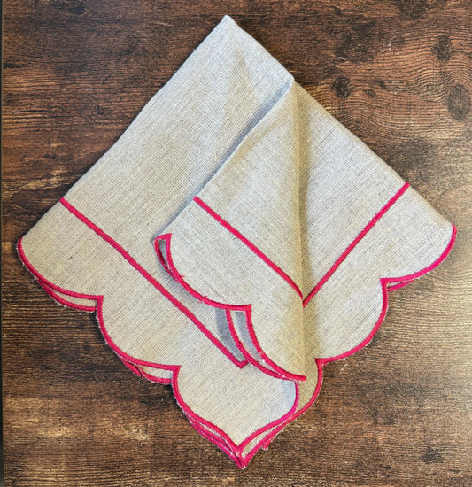 Pure Elegance: Linen Napkins grey with pink