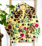Artisan Suzani Embroidered Bolero Jacket Custard Beige