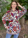 Traditional Suzani Belted Jacket – Hip-Length Elegance
Cream