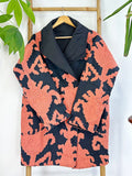 Suzani-Embroidered Open-Front Jacket Classic Black Bright Peach