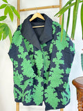 Suzani-Embroidered Open-Front Jacket Classic Black Forest Green Ikat