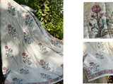 Handcrafted Waffle Quilts (Single) – Soft, Textured Comfort / White Pink and Blue