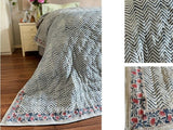 Handcrafted Waffle Quilts (King) – Soft, Textured Comfort / Classic White Rosy Red Deep Blue
