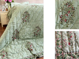 Handcrafted Waffle Quilts (King) – Soft, Textured Comfort / Light Pastel Green Red Grass Green