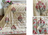 Handcrafted Waffle Quilts (King) – Soft, Textured Comfort / Light Beige White Ruby Red Sea Green