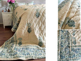 Handcrafted Waffle Quilts (King) – Soft, Textured Comfort / Beige Light Sea Blue