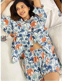Summer Short Pyjama Set Blue Palm