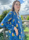 Luxury Hand Printed Indian Blockprint Pure High Quality Cotton |  Summer Royal Blue Pink Quirky Robin