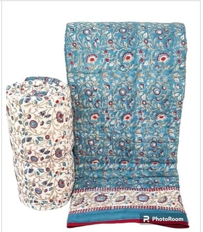 Handmade Cotton Quilts – Simple Luxury for Everyday Living/ White Sky Blue Maroon