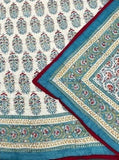 Handmade Cotton Quilts – Simple Luxury for Everyday Living/ Jasmine White Olympic Blue Red Dusty Green