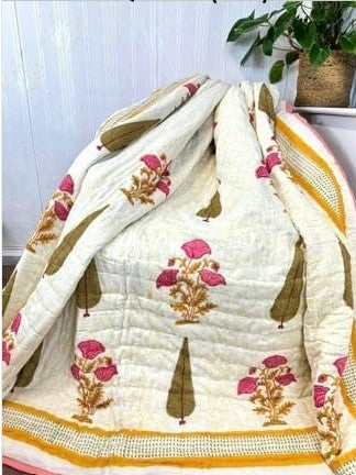 Handmade Cotton Quilts – Simple Luxury for Everyday Living/Light Yellow Beige Royal Pink Bronze Yellow Mustard