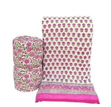Handmade Cotton Quilts – Simple Luxury for Everyday Living / White Bright Pink Green