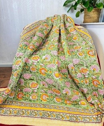 Handmade Cotton Quilts – Simple Luxury for Everyday Living / Yellow Grass Green Pink Neon Orange
