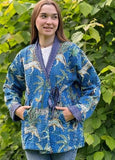 Kantha Reversible Short Length Spring Bolero All Season Bohemian Melange Artist Front Tie Open Jacket |
