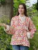 Kantha Reversible Short Length Spring Bolero All Season Bohemian Melange Artist Front Tie Open Jacket |