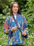 Kantha Reversible Short Length Spring Bolero All Season Bohemian Melange Artist Front Tie Open Jacket |