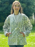Kantha Reversible Short Length Spring Bolero All Season Bohemian Melange Artist Front Tie Open Jacket |
