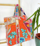 Quilted Cotton Handprinted Tote Bag