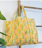 Quilted Cotton Handprinted Tote Bag