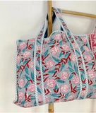 Quilted Cotton Handprinted Tote Bag