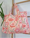 Quilted Cotton Handprinted Tote Bag