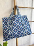 Quilted Cotton Handprinted Tote Bag