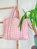 Quilted Cotton Handprinted Tote Bag