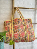 Quilted Cotton Handprinted Tote Bag