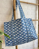 Quilted Cotton Handprinted Tote Bag