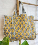 Quilted Cotton Handprinted Tote Bag