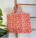 Quilted Cotton Handprinted Tote Bag