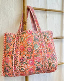 Quilted Cotton Handprinted Tote Bag