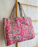 Quilted Cotton Handprinted Tote Bag