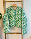 Cotton quilted open jacket Mint Green beige
