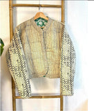 Cotton quilted open jacket Mint Green beige