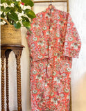 Quilted Unisex Cotton Reversible Long Winter Dressing Kimono Robe Boho