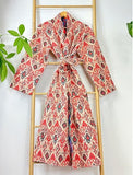 Quilted Unisex Cotton Reversible Long Winter Dressing Kimono Robe Boho