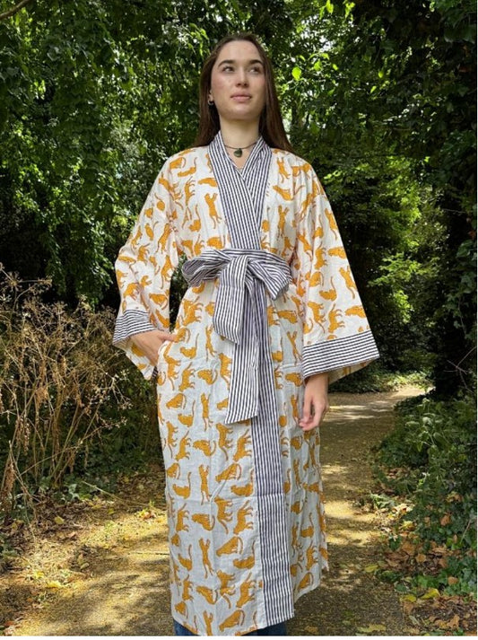 Pure Cotton Kimono with Hand Block printing