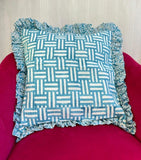 Quilted Cushion Cover Sky blue Stripe