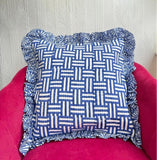Quilted Cushion Cover  blue white Stripe