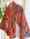Luscious Luxurious Hip Length Shawl Collar Kimono Printed Velvet Jacket
